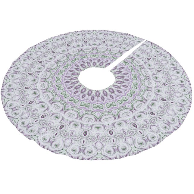Design von Lavendel und Green Mandala Polyester Weihnachtsbaumdecke (Schrägansicht)