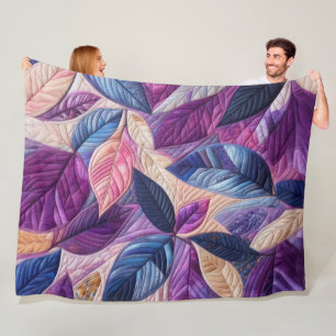Design von Lila, blauen, rosa Blätter Fleecedecke