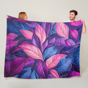 Design von Lila rosa gestrichelten blauen Blätter Fleecedecke