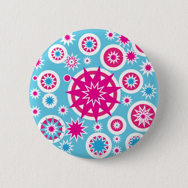 Design von lustigen heißen rosa und blauen Schneef Button (Vorderseite)