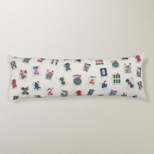 Design von MahJongg-Fliesen-Symbolen auf Abzeichen Seitenschläferkissen