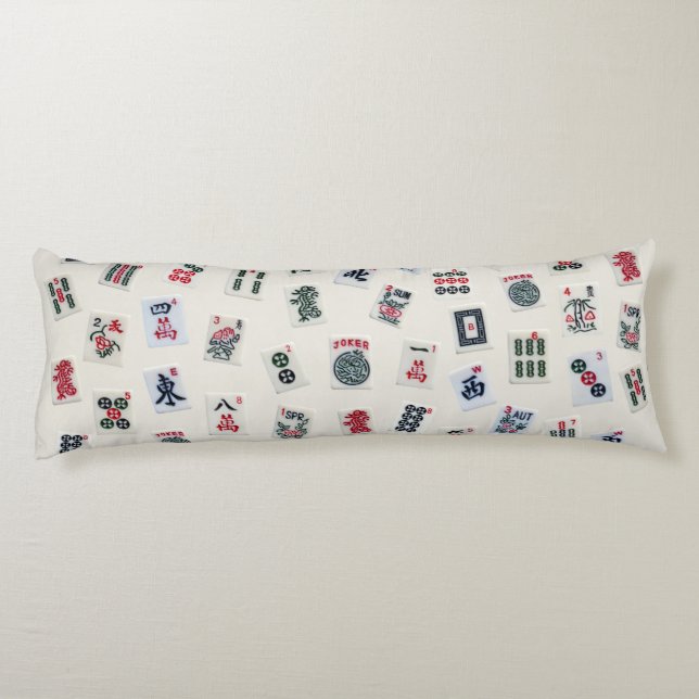 Design von MahJongg-Fliesen-Symbolen auf Abzeichen Seitenschläferkissen (Rückseite)