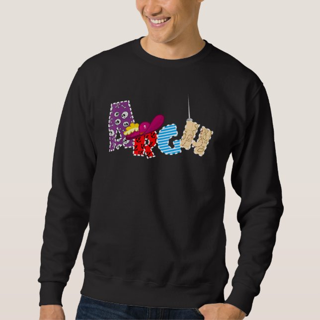 Design von Niedlichen Piratendruckbriefen Sweatshirt (Vorderseite)