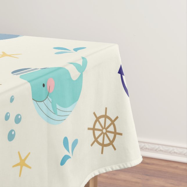 Design von Pastel Whale und Nautic Sea Party Tischdecke (Beispiel)