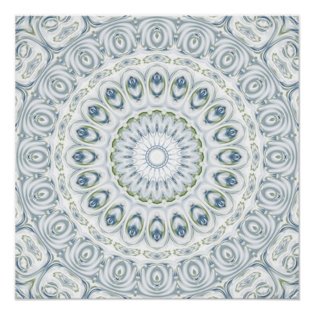 Design von Serene Blue und Green Mandala Poster (Vorderseite)