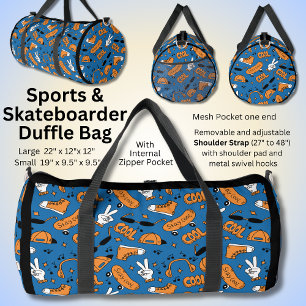 Design von Sportartikeln, orange weiß auf blau Duffle Bag
