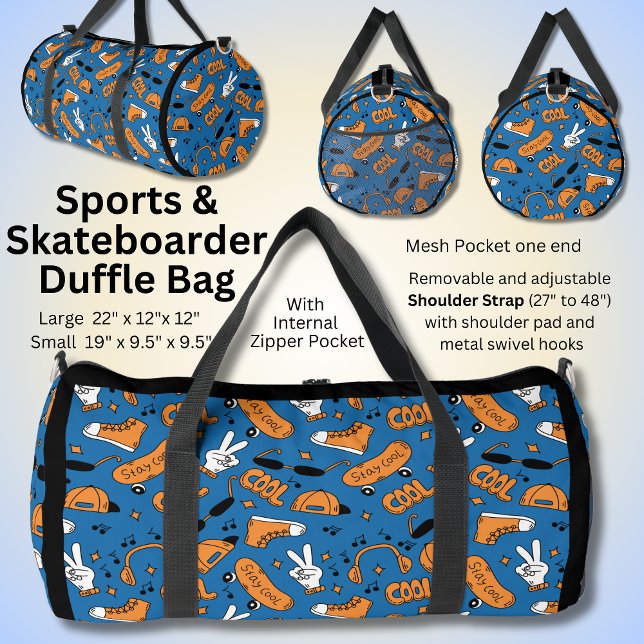 Design von Sportartikeln, orange weiß auf blau Duffle Bag (Von Creator hochgeladen)