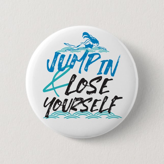Design von Swimming Jumping und Fun Quotes Button (Vorderseite)