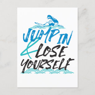 Design von Swimming Jumping und Fun Quotes Postkarte