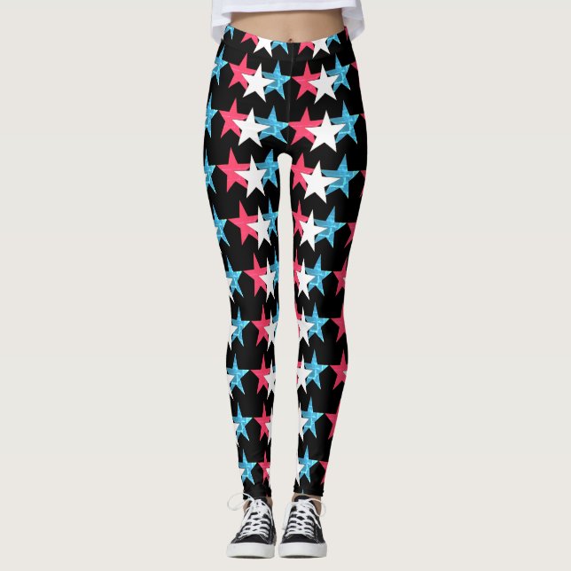 Design von Vendredi Red, Wh & Bl Stars Leggings (Vorderseite)