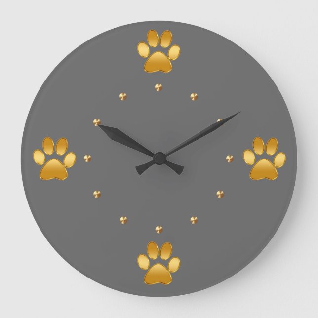 Design-Wanddekor für edle Goldhunde Große Wanduhr (Vorderseite)