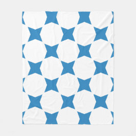 Design White & Royal Pastel Blue Star Fleecedecke