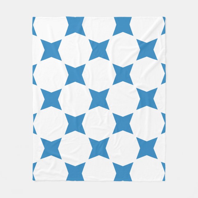 Design White & Royal Pastel Blue Star Fleecedecke (Vorderseite)
