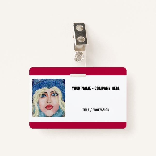 Design Your Own Photo Name Business Badge Template Ausweis (Vorderseite mit Klammer)