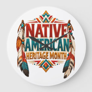 Design zum Monat des indianischen Erbes Große Wanduhr