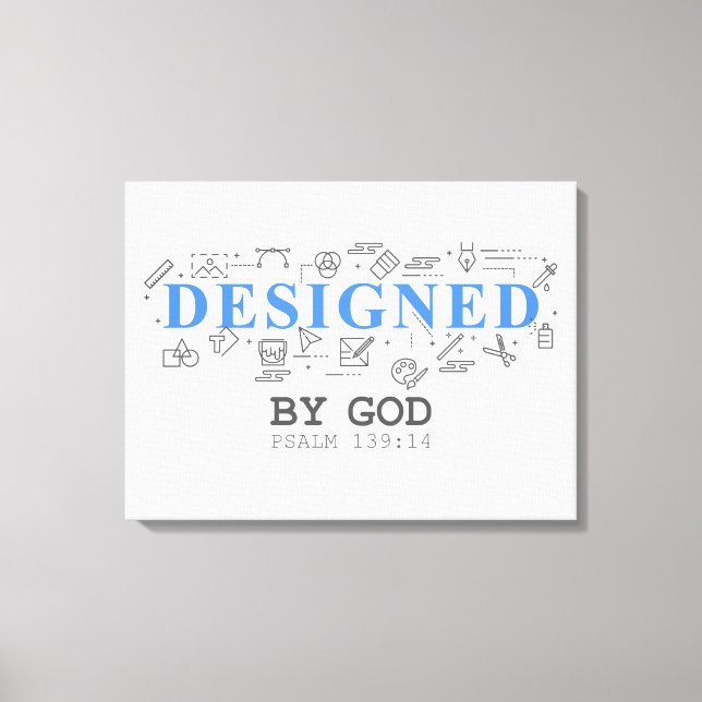 Designed By God – Men & Boys Christian Faith Psalm Leinwanddruck (Vorderseite)