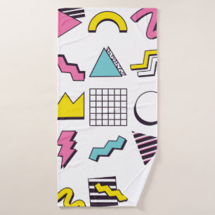 Designelemente für 90er-Pop-Memphis Badehandtuch