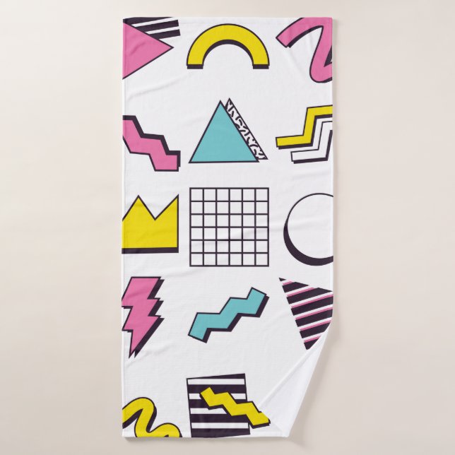 Designelemente für 90er-Pop-Memphis Badehandtuch (Badehandtuch)