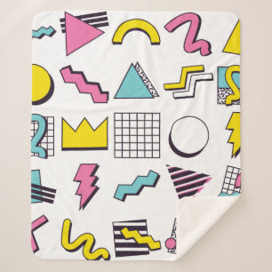 Designelemente für 90er-Pop-Memphis Sherpadecke
