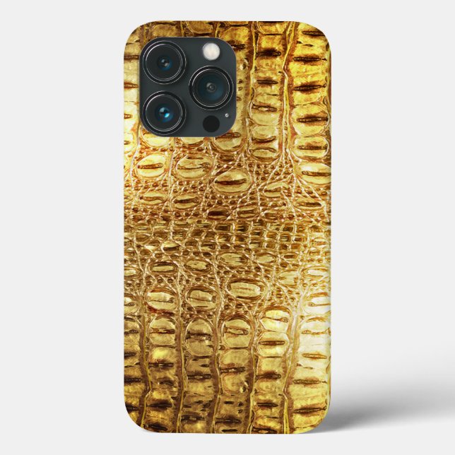 Designer Alligator Crocodile Skin Shiny Gold Case-Mate iPhone Hülle (Rückseite)