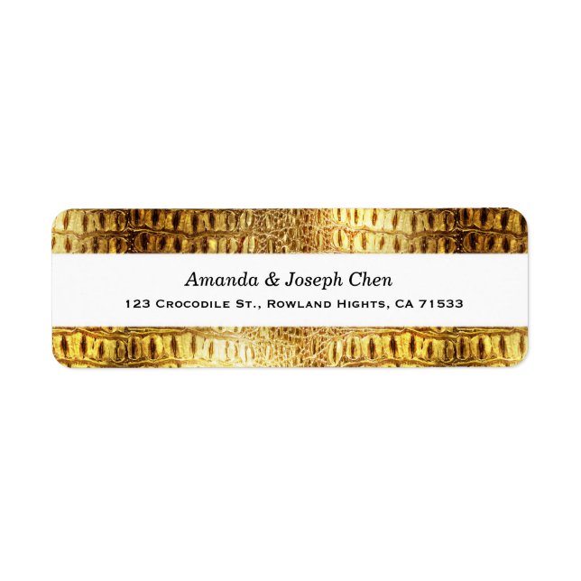 Designer Alligator Crocodile Skin Shiny Gold White (Vorne)