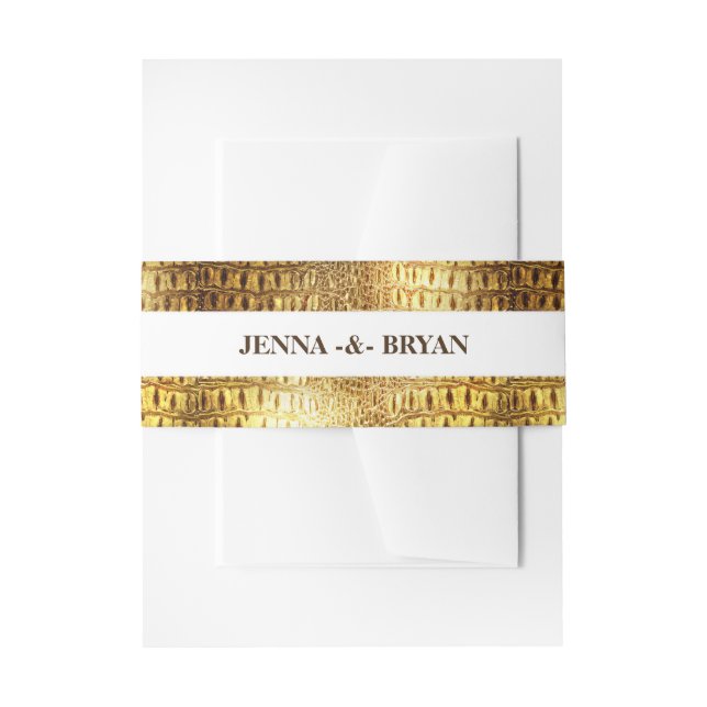 Designer-Alligatorkrokodil-Haut-glänzendes Gold Einladungsbanderole (Vorderseite Beispiel)