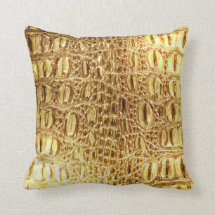 Designer-Alligatorkrokodil-Haut-glänzendes Gold Kissen