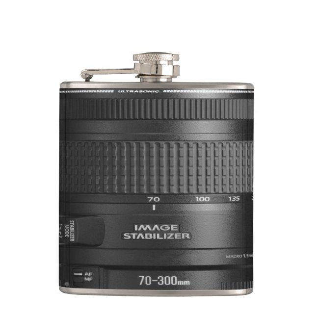 Designer-angesagte Flasche 7 UnzeNutcase - Kamera Flachmann (Vorderseite)