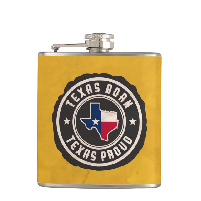 Designer-angesagte Flasche Texas geboren Flachmann (Vorderseite)