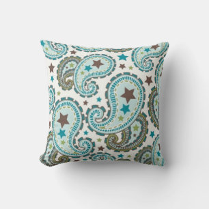 Designer Aqua und Sage Paisley Throw Kissen