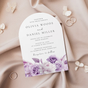 Designer Arch Lila Lavender Floral Wedding Einladung