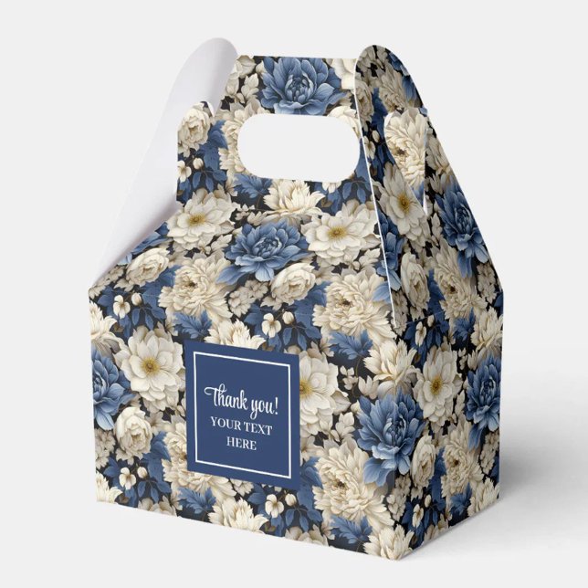 Designer Blaue Blumen Personalisierte Geschenkbox Geschenkschachtel (Designer Blue Flowers Personalized Favor Box)