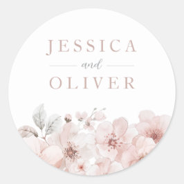Designer Blush Bloral All Seasons Wedding Runder Aufkleber