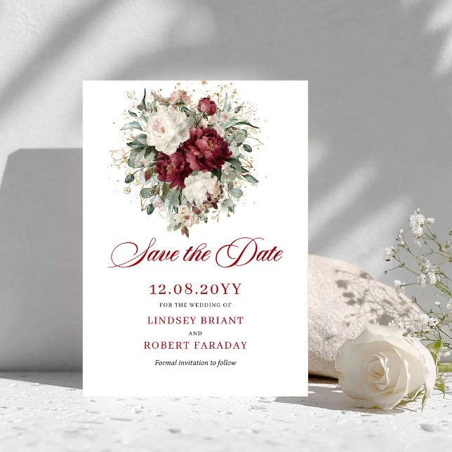 Designer Blush Burgund Gold Save The Date (Designer Blush Burgundy Gold Save The Date)