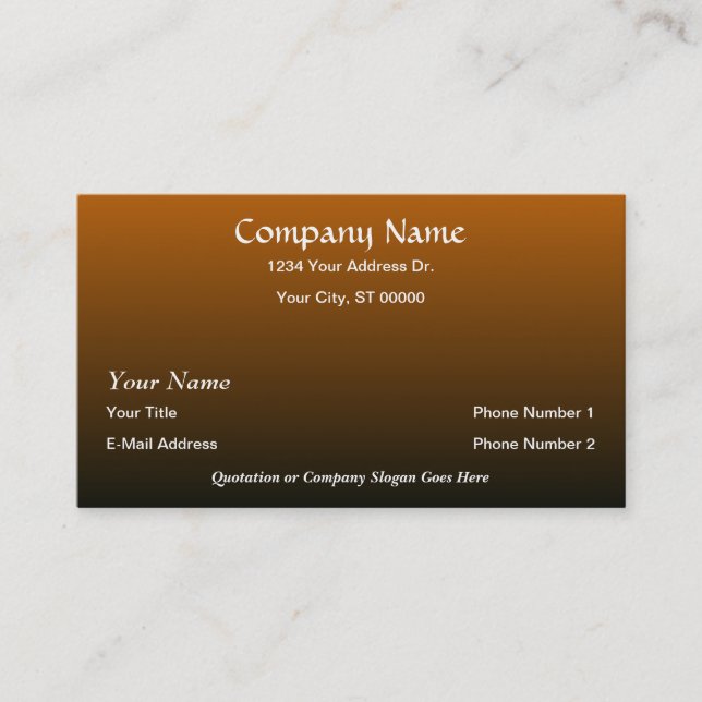 Designer Burnt Orange Black Fade Business Cards Visitenkarte (Vorderseite)