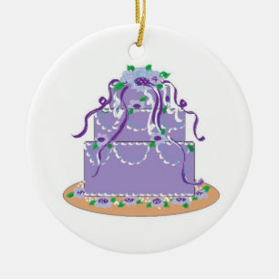 Designer Cake in Shades of Lila Keramik Ornament