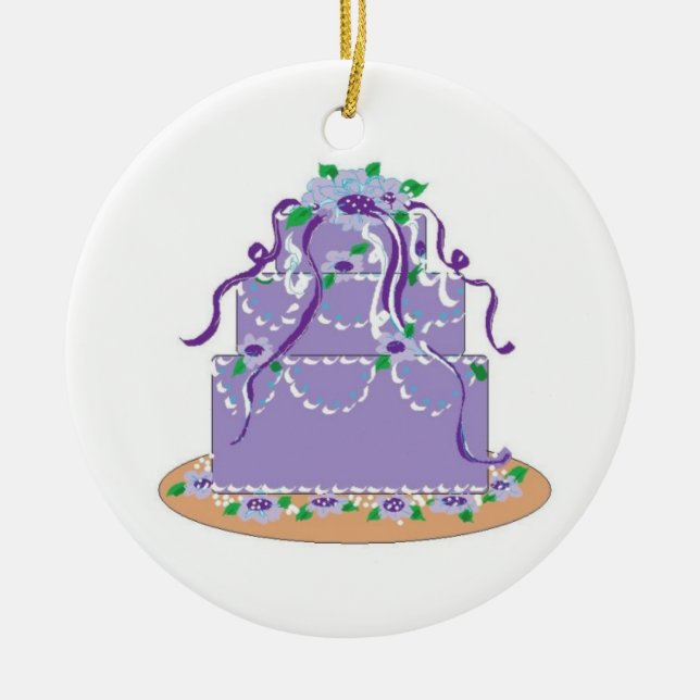 Designer Cake in Shades of Lila Keramik Ornament (Vorne)