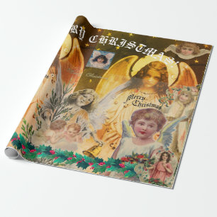 DESIGNER CHRISTMAS ANGEL COLLAGE Wrapping Paper Geschenkpapier