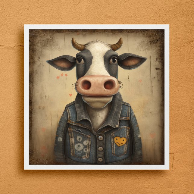 Designer Dairy Vest - Funny Cow in einem Kostüm Poster (Von Creator hochgeladen)