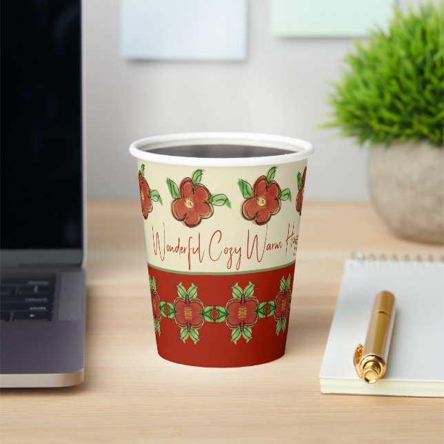 Designer Erntedank Orange Floral Pappbecher (InSitu)