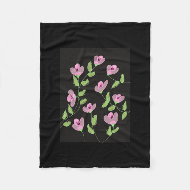 Designer Fleece Blanket in Pinseln mit Schwarz (Vorderseite)