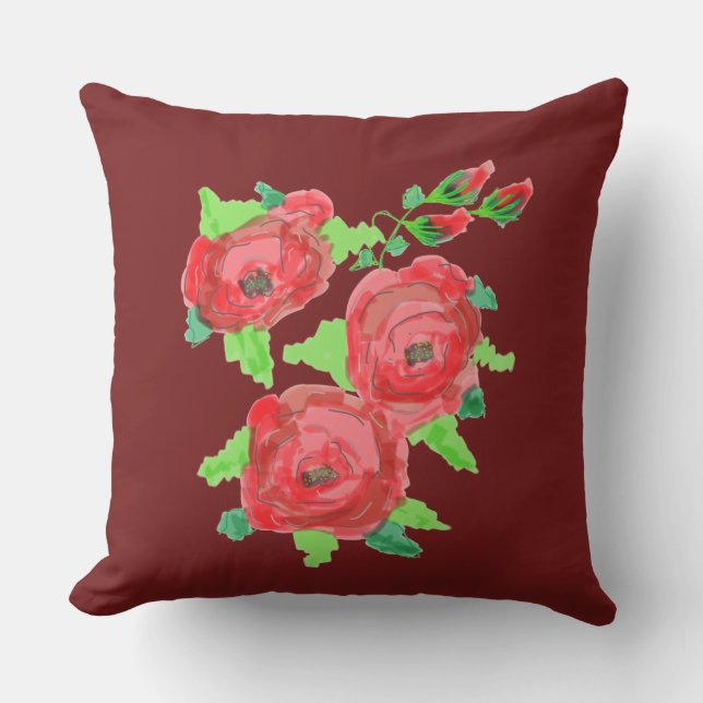 Designer für Burgund und Rote Rosen Kissen (Vorderseite)