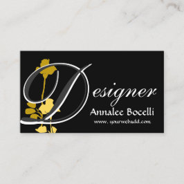 Designer-gelbe Rose mit Blumen auf schwarzem Quadratische Visitenkarte