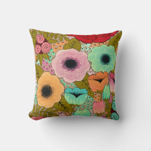 Designer gemalte BlumenBlumen, die Gewebe malen Kissen