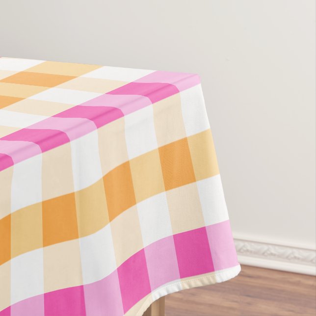 Designer Gingham Muster orange und rosa Tischdecke (Beispiel)