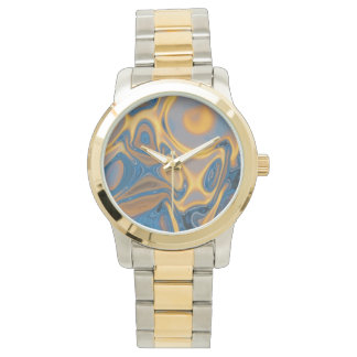 Designer Gold und Silver Watch - Abstrakte Kunst Armbanduhr