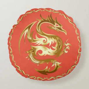Designer Golden Dragon ClipArt Rundkissen Rundes Kissen