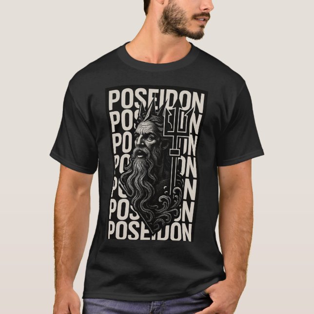 Designer Griechischer Gott Poseidon T-Shirt (Vorderseite)