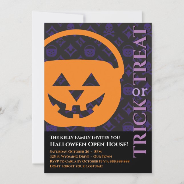 Designer Halloween, Bold Pumpkin Einladung (Vorderseite)