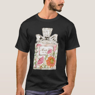 Designer Hübsch Pink Floral Parfüm Flasche Illustr T-Shirt